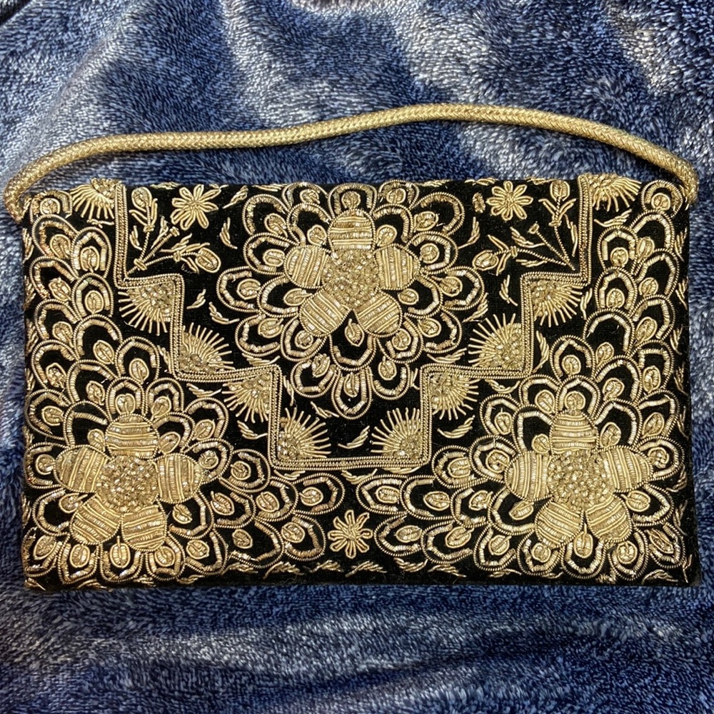 Black, handmade in India purse